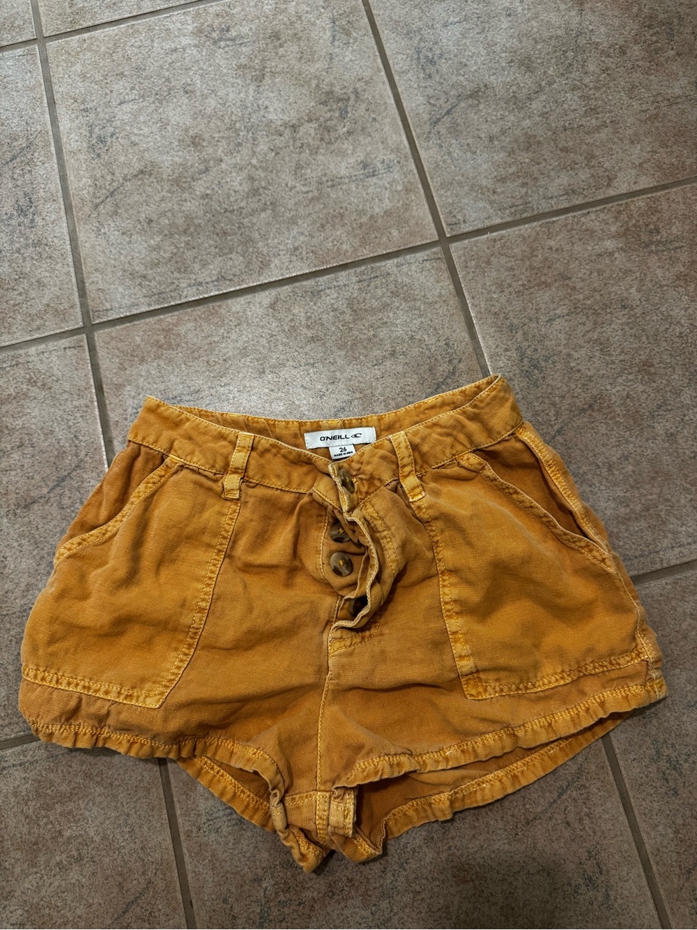 O'Neill Mustard Drawstring High-Waist Women's Shorts
